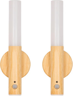 Nachtlamp / wandlamp - 2x - portable / afstandsbediening - oplaadbaar - 13 cm