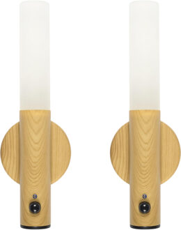 Nachtlamp / wandlamp - 2x - portable - kunststof - oplaadbaar - 18 cm