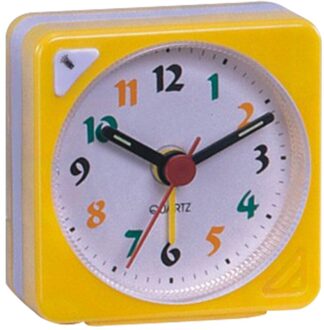 Nachtlampje Mini Non Tikkende Slaapkamer Snooze Reizen Plastic Batterij Operated Home Decoratie Desktop Wekker geel