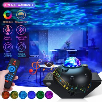 Nachtlampje Projector Led Light Star Music Projectoren Met Bluetooth Speaker Wave Galaxy Projector Voor Kid Adult Plafond Slaapkamer zwart
