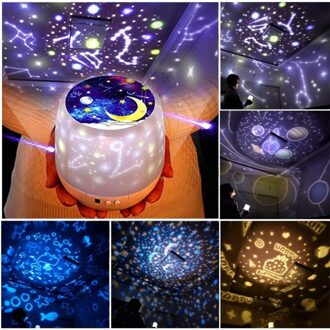 Nachtlampje Projector Star Moon Sky Roterende Batterij Operated Bedlampje Voor Kinderen Kids Baby Slaapkamer Nursery 5 sets van film