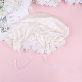 Nachtrust Cap Elastische Zijde Zacht Slapen Hoed Badmuts Hoofd Cover Voor Lady (Zwart) wit