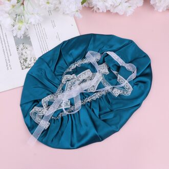 Nachtrust Cap Elastische Zijde Zacht Slapen Hoed Badmuts Hoofd Cover Voor Lady (Zwart) zoals getoond