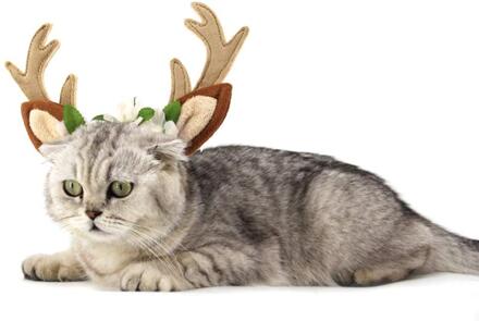 NACOCO Hond Kerst Rendier Gewei Hoofdband Huisdier Verstelbare Hoofdband met Oren Hond Kostuums Accessoires voor Katten Puppy Medium