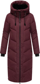 Nadaree dames winterjas – lang, warm & met capuchon Wijnrood - XS