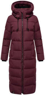 Nadeshikoo dames winterjas – lang, warm & met capuchon Wijnrood