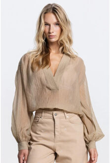 Nadine 755 lp baloon blouse sand - maat 38 Beige