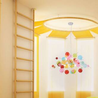 Näve Bonte hanglamp Aurinia Ø 98 cm meerkleurig, chroom