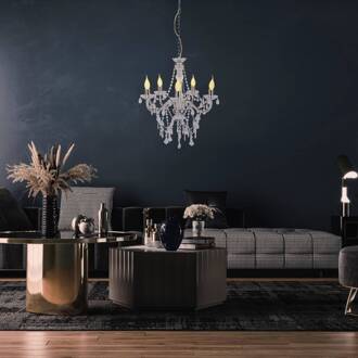 Näve Cecilia kroonluchter, chroom, ijzer/acryl, Ø 52 cm, 5-lamps. chroom, helder