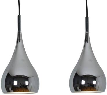 Näve Elegante hanglamp Anja, 2-lichts chroom, zwart