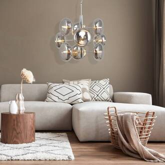 Näve Hanglamp Explosion 9-lamps, chroom/rookgrijs chroom, rookgrijs