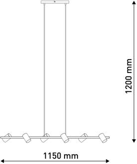 Näve Hanglamp Frida met 6 spots, zwart/messing zwart, messing