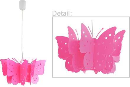 Näve Hanglamp Kizi in pink met vlinders roze