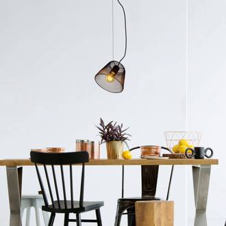Näve Hanglamp Korie met kooikap, 1-lamp zwart