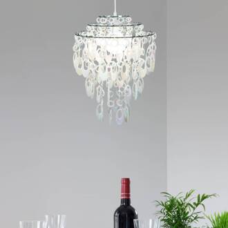 Näve Hanglamp LINA, acrylhangers parelmoer parelmoerwit, chroom