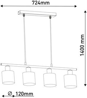 Näve Hanglamp Maron, 4-lamps, textiel, natuur mat chroom, beige