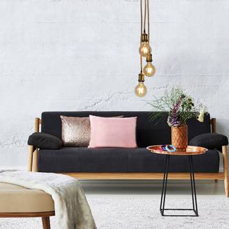 Näve Hanglamp Ontario, henneptouw, 3-lamps oud messing, zwart