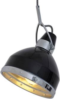 Näve Industrieel vormgegeven hanglamp Britta, zwart zwart, chroom