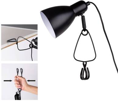 Näve Klemlamp Mara justeerbaar aansluitkabel, zwart mat zwart