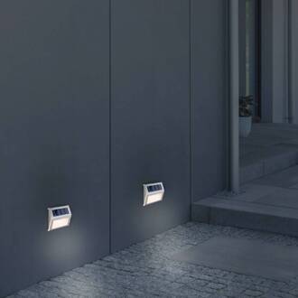 Näve LED buiten wandlamp op zonne-energie 5282104, roestvrij staal, set van 4, IP44