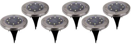 Näve LED decoratie-solar-grondspies lamp Kian, 6per set staal, zwart