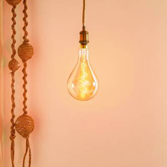 Näve LED hanglamp Ontario, henneptouw, 1-lamp oud messing, zwart