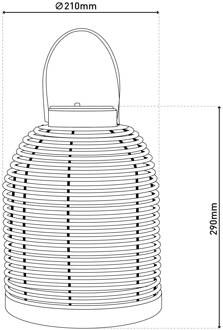 Näve LED lamp op zonne-energie Korbinian, bruin, hoogte 29 cm, IP44, lantaarn natuurlijk bruin