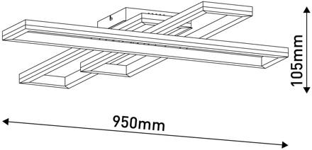 Näve LED plafondlamp Bantry, drie rechthoeken, CCT, RGB staal