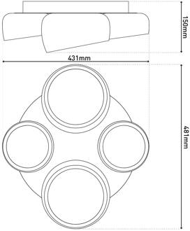 Näve LED plafondlamp Eliora, 4-lamps, wit, CCT, afstandsbediening