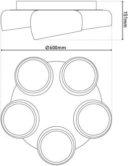 Näve LED plafondlamp Eliora, 5-lamps, wit, CCT, afstandsbediening