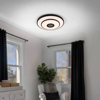 Näve LED plafondlamp Genua, zwart, ijzer, CCT, afstandsbediening