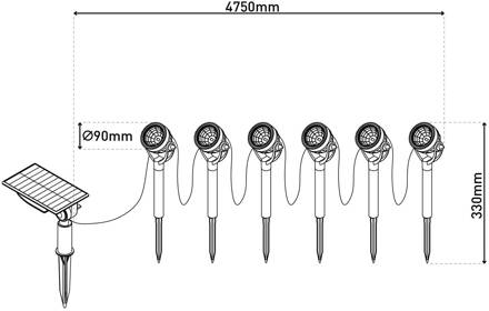 Näve LED-prikspot op zonne-energie NOMI, zwart, set van 6, IP44