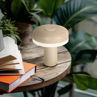Näve LED tafellamp Pilu, beige Hoogte 16,5 cm metaal Touchdim
