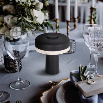 Näve LED tafellamp Pilu zwart hoogte 16,5cm metaal touchdim