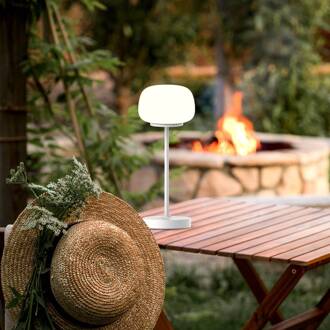 Näve LED tafellamp Pina wit Hoogte 27,8 cm Metaal/glas Touch wit, wit gesatineerd