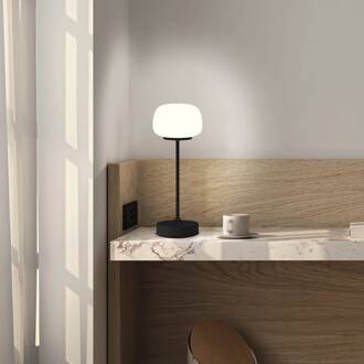 Näve LED tafellamp Pina zwart 27,8 cm metaal/glas Touch zwart, wit gesatineerd