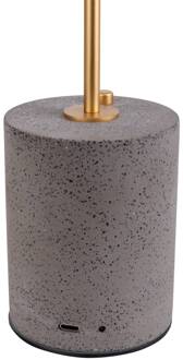 Näve LED tafellamp Seta, accu, cement, kap grijs grijs, goud, cementgrijs