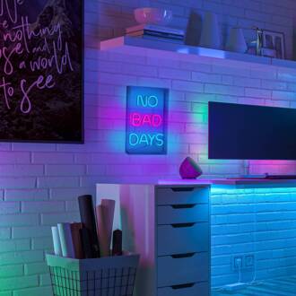 Näve LED wandlamp No Bad Days, helder, 30x18 cm kunststof USB RGB duidelijk