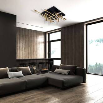 Näve Plafondlamp Ancona 11-lamps, messing/zwart messing, zwart