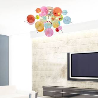 Näve Plafondlamp Aurinia Ø 57 cm met gekleurde kappen meerkleurig, chroom