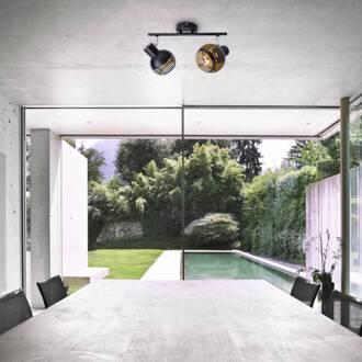 Näve Plafondlamp Casco, 2-lamps, zwart zwart, goud