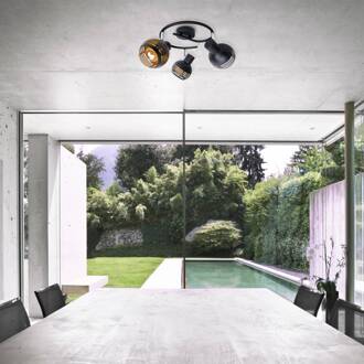 Näve Plafondlamp Casco, 3-lamps, zwart zwart, goud