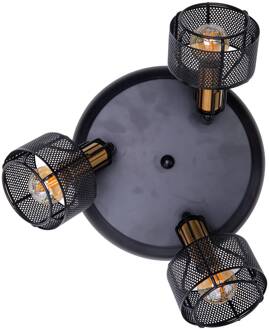 Näve Plafondlamp Foro, 3-lamps, zwart/goud zwart, goud