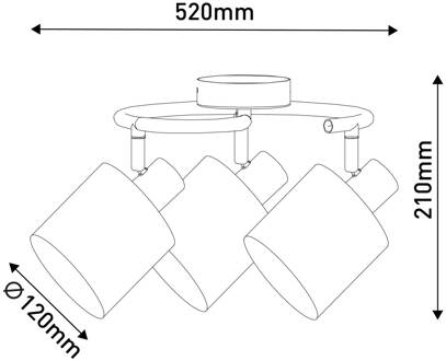 Näve Plafondlamp Maron, 3-lamps, textiel, beige mat chroom, beige