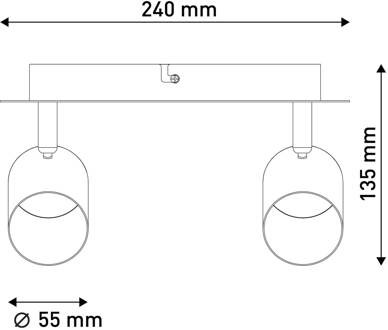 Näve Plafondspot Frida 2-lamps, messing/zwart messing, zwart