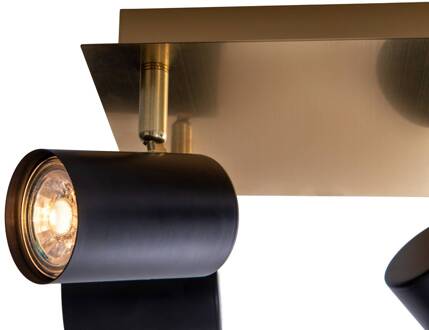 Näve Plafondspot Frida 4-lamps, messing/zwart zwart, messing