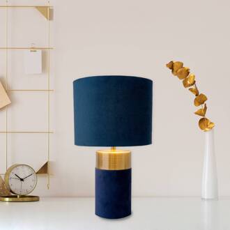 Näve Tafellamp 3189512, kap van textiel, blauw blauw, goud