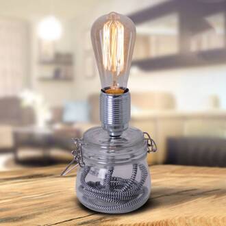 Näve Tafellamp Max met glazen voet transparant, grijs