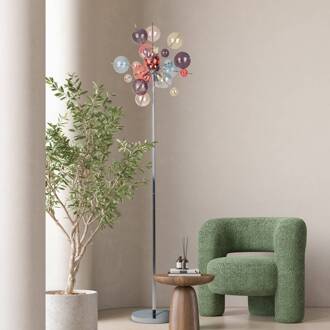 Näve Vloerlamp Explosion, glas, pastelkleurig, chroom, G9