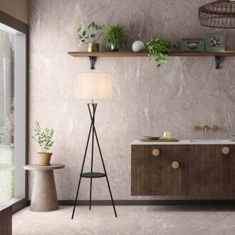 Näve Vloerlamp Tora, zwart/wit, textiel, hoogte 158 cm statief zwart, wit